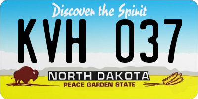 ND license plate KVH037