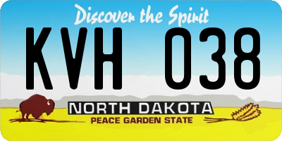 ND license plate KVH038