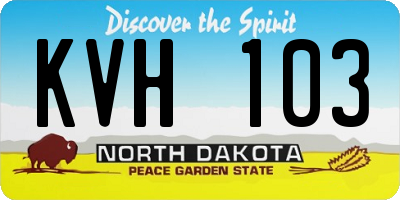 ND license plate KVH103