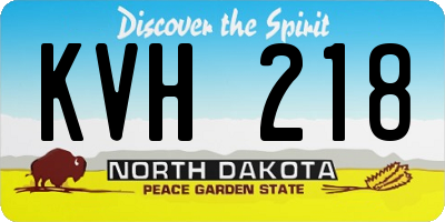 ND license plate KVH218