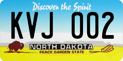 ND license plate KVJ002