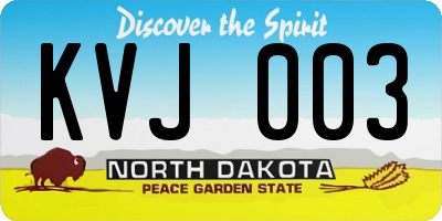 ND license plate KVJ003