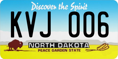 ND license plate KVJ006