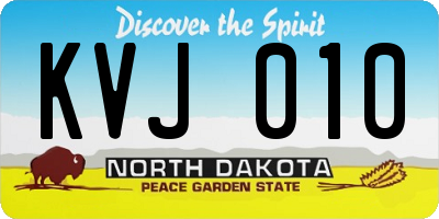ND license plate KVJ010
