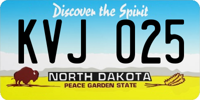 ND license plate KVJ025