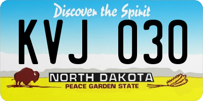 ND license plate KVJ030