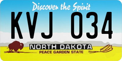 ND license plate KVJ034