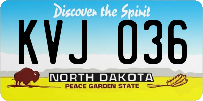 ND license plate KVJ036
