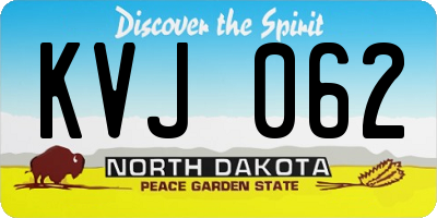 ND license plate KVJ062
