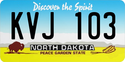 ND license plate KVJ103