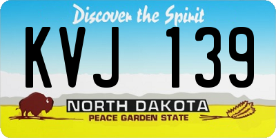 ND license plate KVJ139