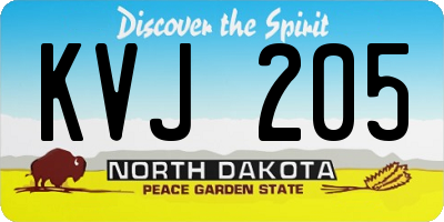 ND license plate KVJ205