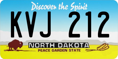 ND license plate KVJ212