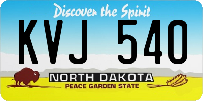ND license plate KVJ540