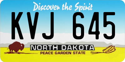 ND license plate KVJ645