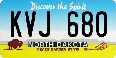 ND license plate KVJ680