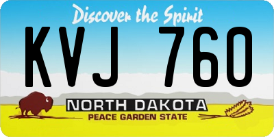 ND license plate KVJ760