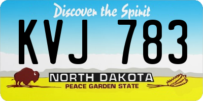 ND license plate KVJ783