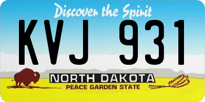 ND license plate KVJ931