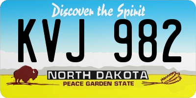 ND license plate KVJ982