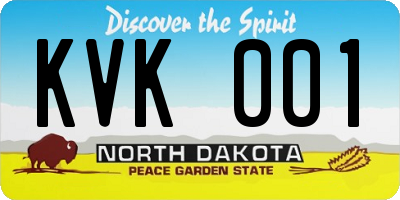ND license plate KVK001
