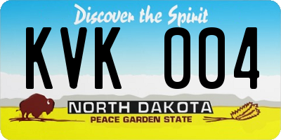 ND license plate KVK004