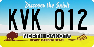 ND license plate KVK012