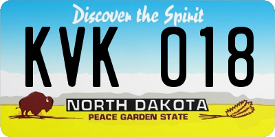 ND license plate KVK018