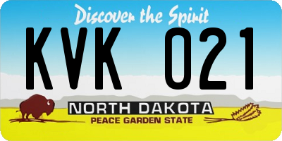 ND license plate KVK021