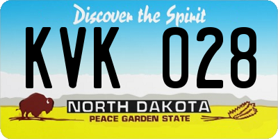 ND license plate KVK028