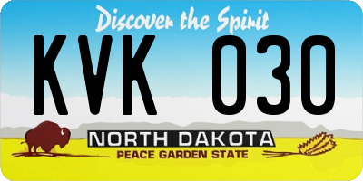 ND license plate KVK030