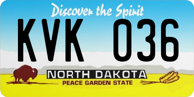 ND license plate KVK036