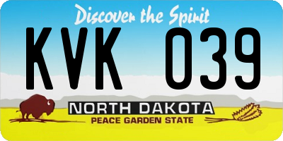 ND license plate KVK039