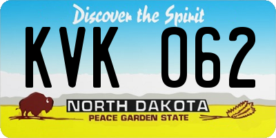 ND license plate KVK062