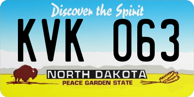 ND license plate KVK063