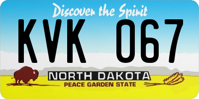 ND license plate KVK067