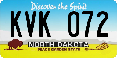 ND license plate KVK072