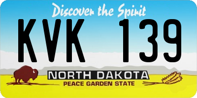 ND license plate KVK139