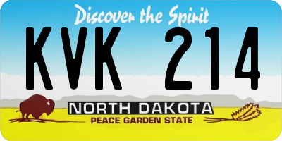ND license plate KVK214