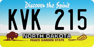 ND license plate KVK215