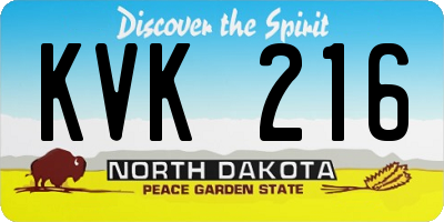 ND license plate KVK216