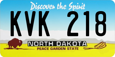ND license plate KVK218