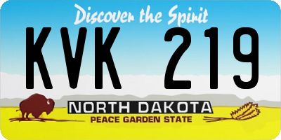 ND license plate KVK219