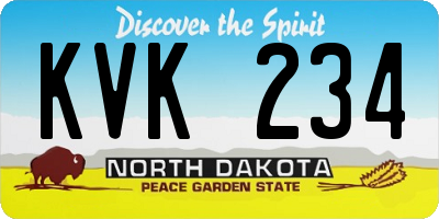 ND license plate KVK234
