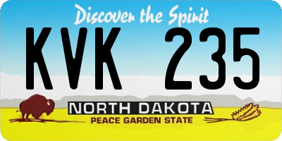 ND license plate KVK235
