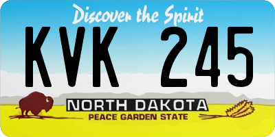 ND license plate KVK245