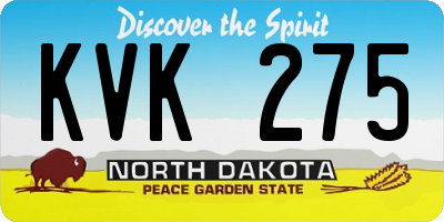 ND license plate KVK275