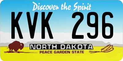 ND license plate KVK296