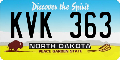 ND license plate KVK363