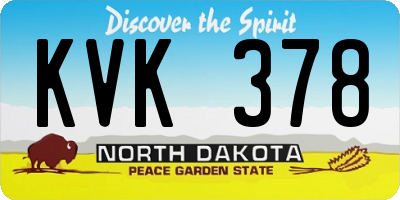 ND license plate KVK378